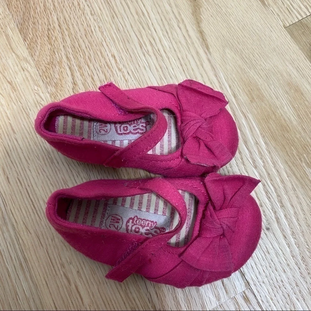 Teeny Toes Pink Mary Jane Bow Flats Sz 2W